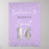 Modern Sweet 16 Welcome Sign Lavender Poster (Voorkant)