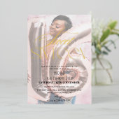 Modern Sweet 16 Zwart & Goud Foto Verjaardag Folie Uitnodiging (Staand Voorkant)