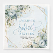 Modern Sweet 16th Watercolor Floral Green Napkins Servet (Voorkant)