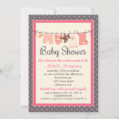 Modern Sweet Baby Clothes Line Girl Baby shower Kaart (Voorkant)