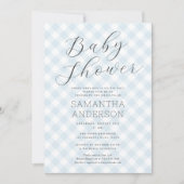 Modern + Sweet Blue Gingham Boy Baby shower Kaart (Voorkant)