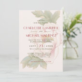 Modern Sweet Blush Pink Peony Floral Wedding Invit Kaart (Staand voorkant)