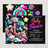 Modern Sweet Candyland Baby shower Kaart (Voorkant / Achterkant)