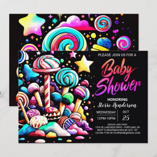 Modern Sweet Candyland Baby shower Kaart (Voorkant / Achterkant)