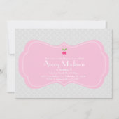Modern & Sweet Cherry Invitation - Roze en grijs Kaart (Voorkant)