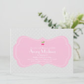 Modern & Sweet Cherry Invitation - Roze en grijs Kaart (Staand voorkant)