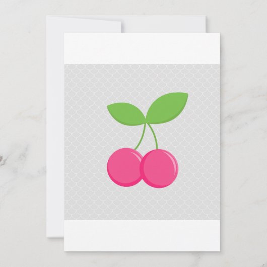 Modern & Sweet Cherry Invitation - Roze en grijs Kaart (Achterkant)