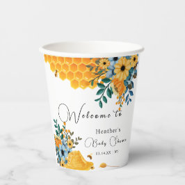 Modern Sweet Honey Bee Floral Baby shower Welkom Papieren Bekers