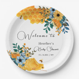 Modern Sweet Honey Bee Floral Baby shower Welkom Papieren Bordje