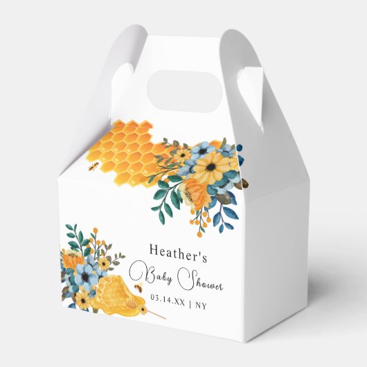 Modern Sweet Honey Bijen Bloemen Baby shower Bedankdoosjes (Voorkant Zijde)