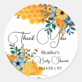Modern Sweet Honey Bijen Bloemen Baby shower Ronde Sticker