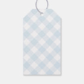Modern + Sweet Lichtblauw Gingham Baby shower Cadeaulabel (Achterkant)