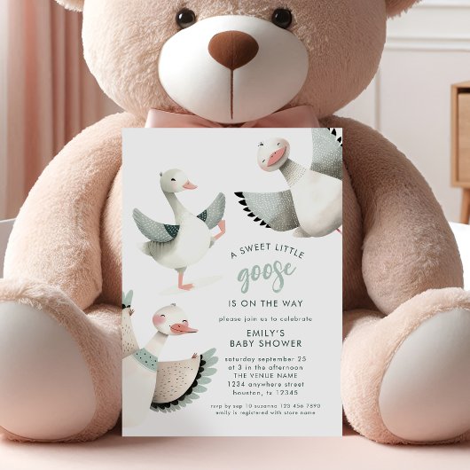 Modern Sweet Little Goose Baby shower Kaart