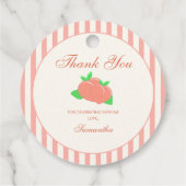 Modern Sweet Little Peach Baby shower Bedankjes Labels (Achterkant)