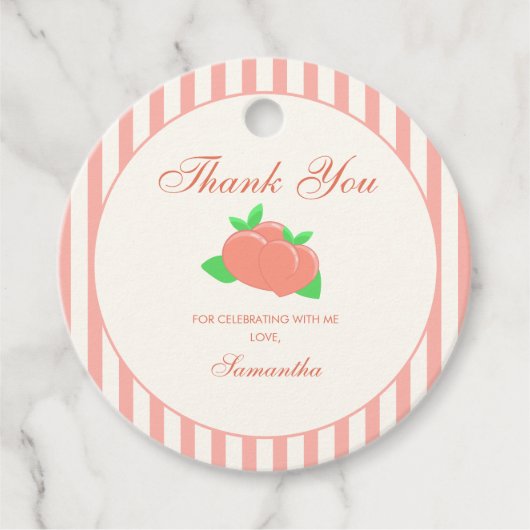 Modern Sweet Little Peach Baby shower Bedankjes Labels (Voorkant)