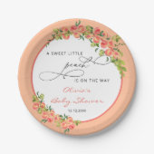 Modern Sweet Little Peach Baby shower Papieren Bordje (Voorkant)