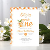 Modern Sweet One Orange Citrus 1st Birthday Kaart