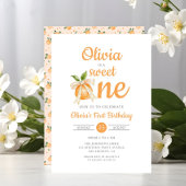 Modern Sweet One Orange Citrus 1st Birthday Kaart