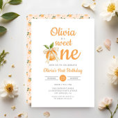 Modern Sweet One Orange Citrus 1st Birthday Kaart