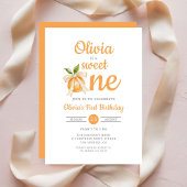 Modern Sweet One Oranje Citrus Meisje 1e verjaarda Kaart