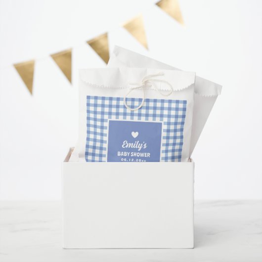 Modern Sweet Pastel Blue Gingham Boy Baby shower Bedankzakje (Feest)