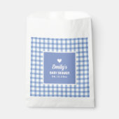 Modern Sweet Pastel Blue Gingham Boy Baby shower Bedankzakje (Voorkant)