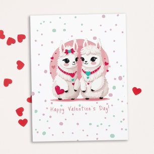 Modern Sweet Pastel Schattige Llama Valentijnsdag Briefkaart