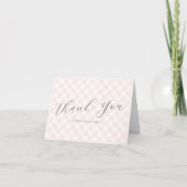 Modern + Sweet Pink Gingham Girl Baby shower Bedankkaart (Voorkant)