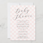 Modern + Sweet Pink Gingham Girl Baby shower Kaart (Voorkant)
