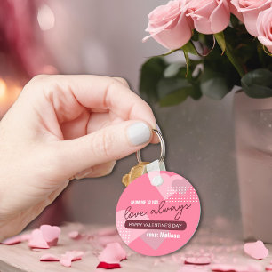 Modern Sweet Pink Love Altijd Valentijnsdag Sleutelhanger