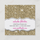 MODERN SWEET schattig cupcake bakkerij roze goud g Vierkante Visitekaartje (Achterkant)