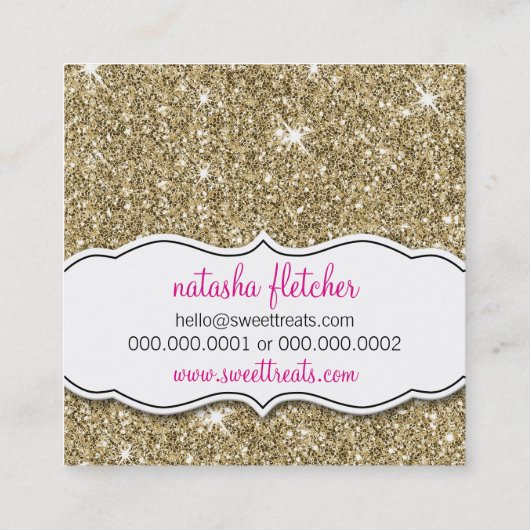 MODERN SWEET schattig cupcake bakkerij roze goud g Vierkante Visitekaartje (Achterkant)