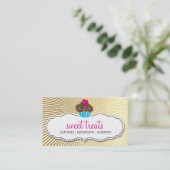 MODERN SWEET schattig cupcake roze goud retro sunb Visitekaartje (Staand voorkant)