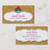 MODERN SWEET schattige cupcake roze goud glitter Visitekaartje (Voorkant / Achterkant)