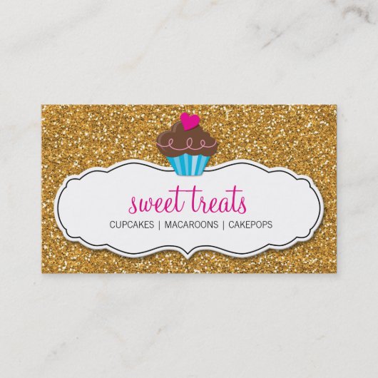 MODERN SWEET schattige cupcake roze goud glitter Visitekaartje (Voorkant)