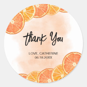 Modern Sweet Sinaasappel Citrus Slice Summer dank Ronde Sticker
