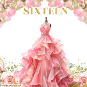 Modern Sweet Sixteen Achtergrond Blush Jurk Glitte Wandkleed