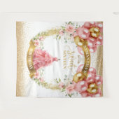 Modern Sweet Sixteen Achtergrond Blush Jurk Glitte Wandkleed (Voorkant (horizontaal))