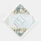 Modern Sweet Sixteen Blue Floral Gold Glitter  Servet (Hoek)