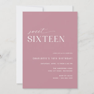 Modern Sweet Sixteen Dusty Roos Roze 16e Verjaarda Kaart