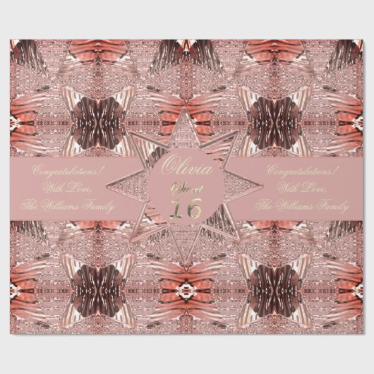 Modern Sweet Sixteen Elegant Faux Roos Gold Cadeaupapier (Vlak)