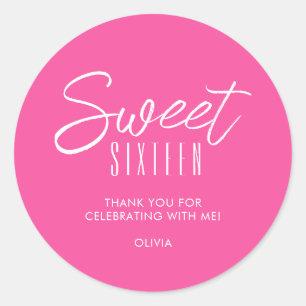 Modern Sweet Sixteen hete roze meisjes 16e dank u Ronde Sticker