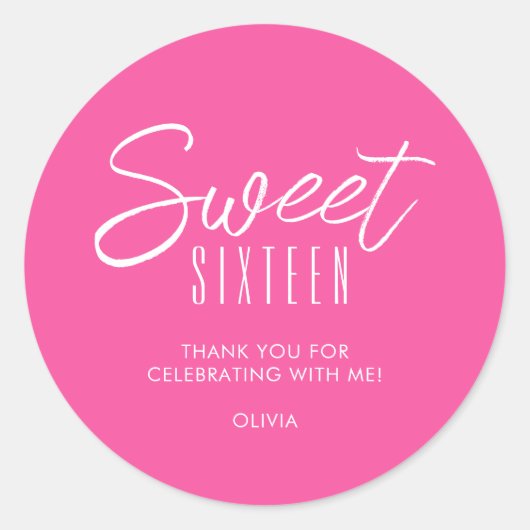 Modern Sweet Sixteen hete roze meisjes 16e dank u Ronde Sticker (Voorkant)