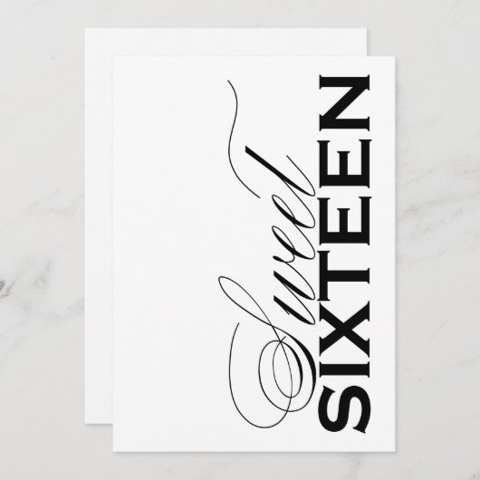 Modern Sweet Sixteen Kaart (Voorkant / Achterkant)