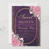 Modern Sweet Sixteen Paarse verrassingsverjaardag Kaart (Voorkant)