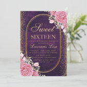 Modern Sweet Sixteen Paarse verrassingsverjaardag Kaart (Staand voorkant)