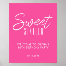 Modern Sweet Sixteen roze 16e verjaardag welkom