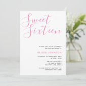 Modern Sweet Sixteen Roze en Witte Dag Kaart (Staand voorkant)