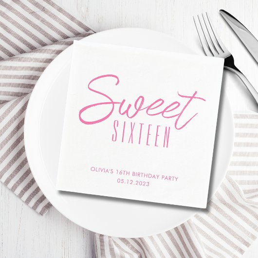 Modern Sweet Sixteen Roze Meisjes 16de partij Servet