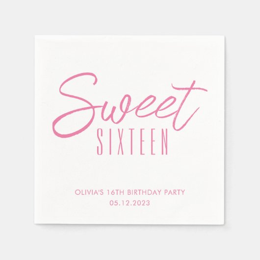 Modern Sweet Sixteen Roze Meisjes 16de partij Servet (Voorkant)